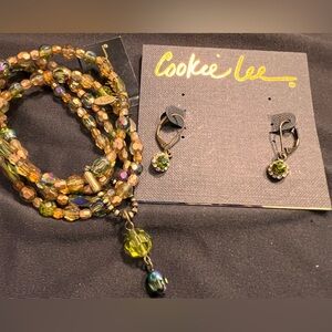 Cookie Lee- green set bracelet and earrings